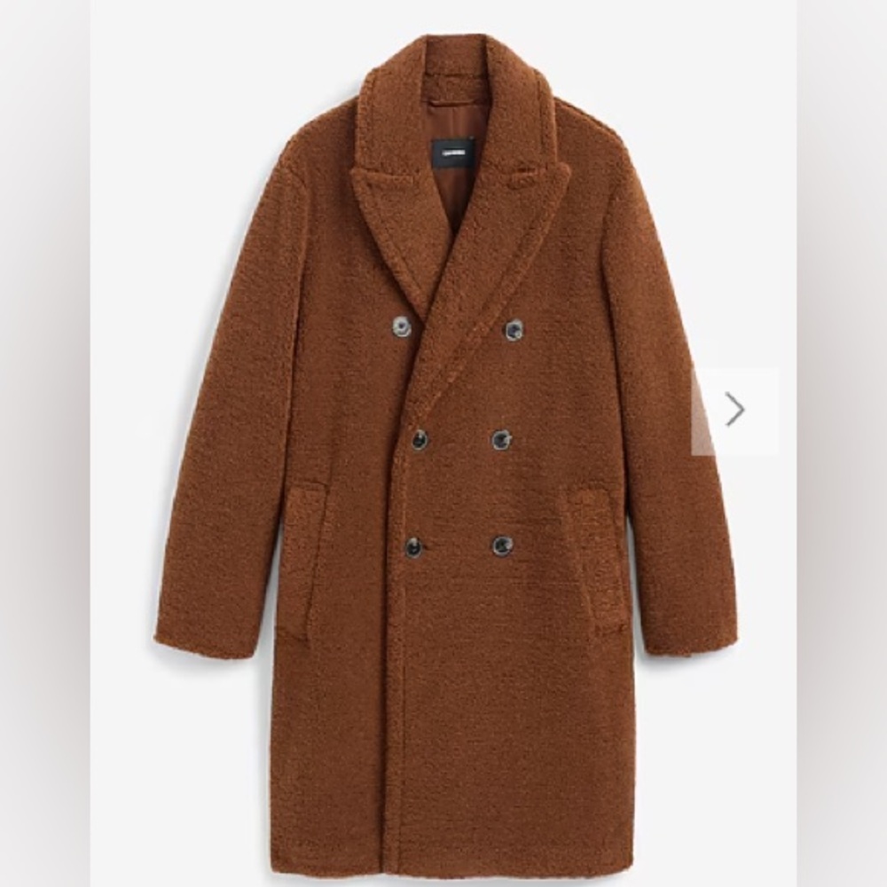 Express Double Breasted Teddy Topcoat sz Medium